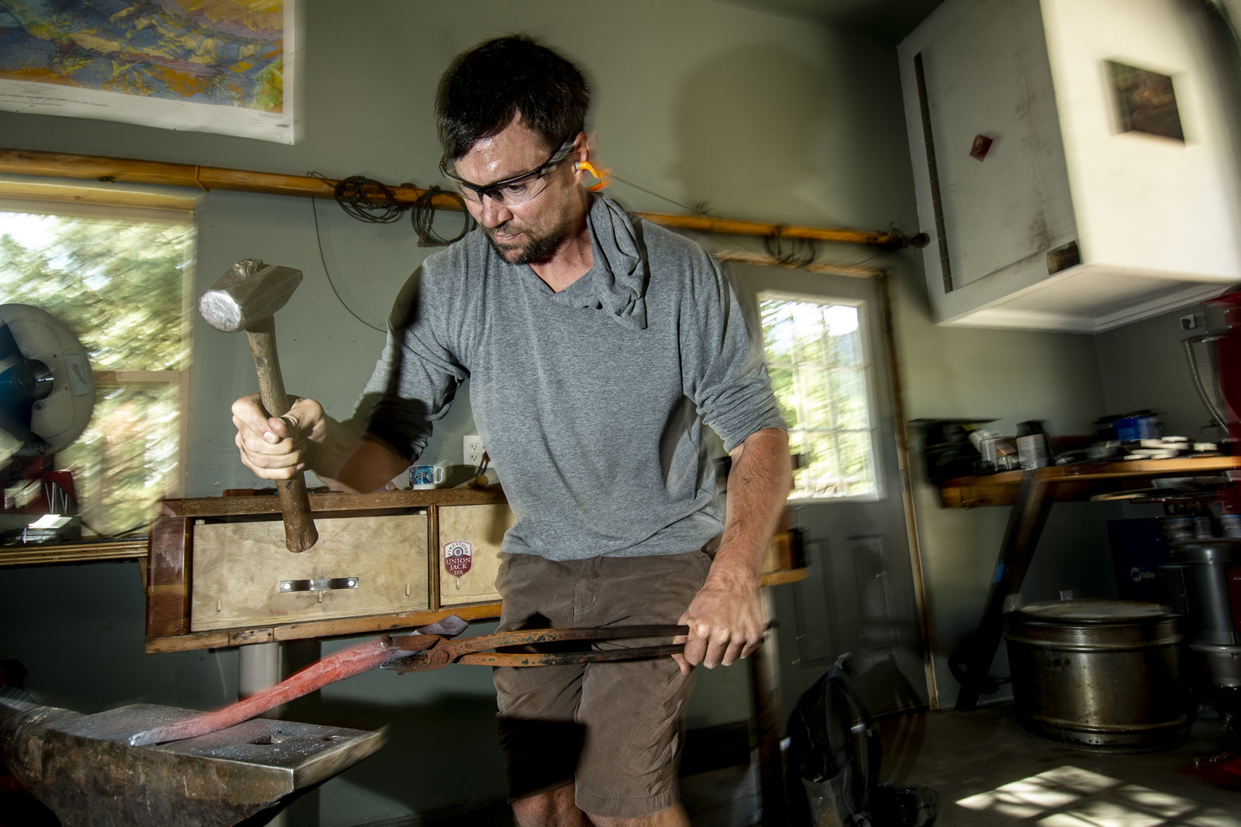 Mike Golins shapes a handle
